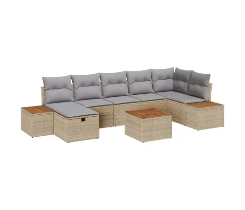 8 Gab. Dārza Dīvānu Komplekts Ar Spilveniem, Bēšs Poli Rotangpalma Vidaxl