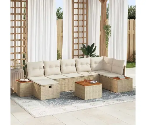 Aia Diivanikomplekt Padjaga Ladustamisega 8 Pcs Beež Polürotang