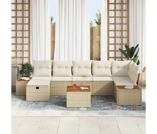 Aia Diivanikomplekt Padjaga Ladustamisega 8 Pcs Beež Polürotang