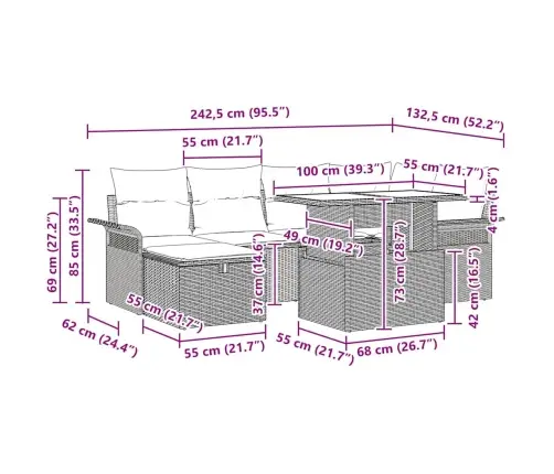 Sodo Sofų Rinkinys Su Pagalve 7 Pcs Juoda Poli Ratanas