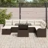 Sodo Sofų Rinkinys Su Pagalve 9 Pcs Ruda Poli Ratanas