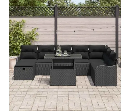 Aia Diivanikomplekt Padjaga 9 Pcs Must Polürooster