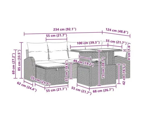 Aia Diivanikomplekt Padjaga 7 Pcs Must Polürooster