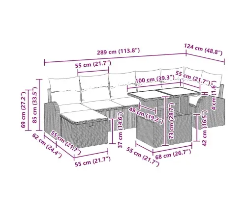 Aia Diivanikomplekt Padjaga 8 Pcs Helehall Polürooster