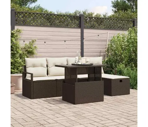 Dārza Dīvānu Komplekts 6 Pcs Brūna Poliūtu Rotangpalma Vidaxl