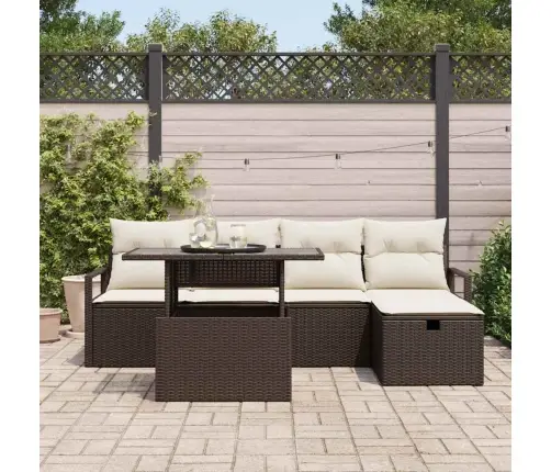 Dārza Dīvānu Komplekts 6 Pcs Brūna Poliūtu Rotangpalma Vidaxl