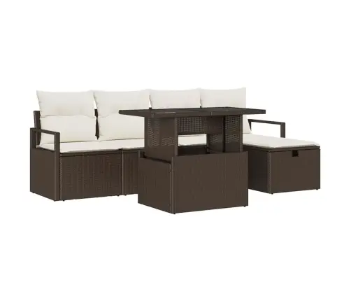 Dārza Dīvānu Komplekts 6 Pcs Brūna Poliūtu Rotangpalma Vidaxl