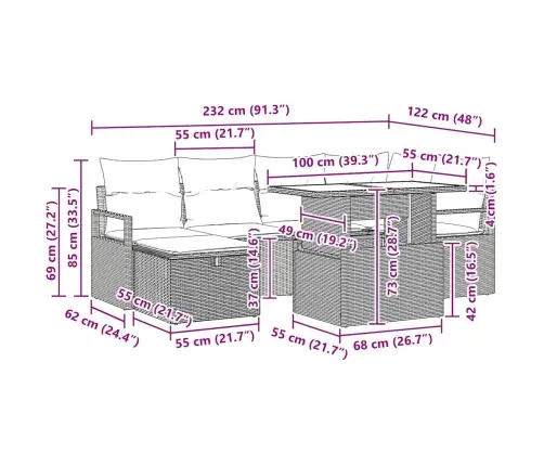 Aia Diivanikomplekt Padjaga 7 Pcs Helehall Polürooster