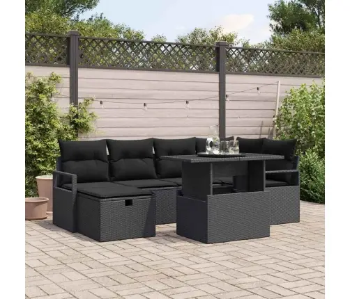 Dārza Dīvānu Komplekts 7 Pcs Melna Poliūtu Rotangpalma Vidaxl