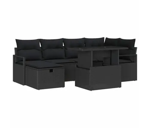 Dārza Dīvānu Komplekts 7 Pcs Melna Poliūtu Rotangpalma Vidaxl