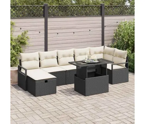 Dārza Dīvānu Komplekts 8 Pcs Melna Poliūtu Rotangpalma Vidaxl