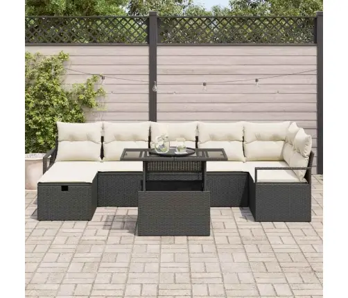 Dārza Dīvānu Komplekts 8 Pcs Melna Poliūtu Rotangpalma Vidaxl