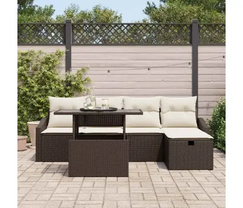 Dārza Dīvānu Komplekts 6 Pcs Brūna Poliūtu Rotangpalma Vidaxl