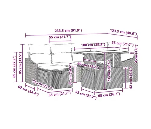 Aia Diivanikomplekt Padjaga 7 Pcs Helehall Polürooster