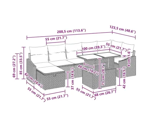 8 Daļu Dārza Dīvānu Komplekts Ar Spilveniem Melns Poli Rotangpalma Vidaxl
