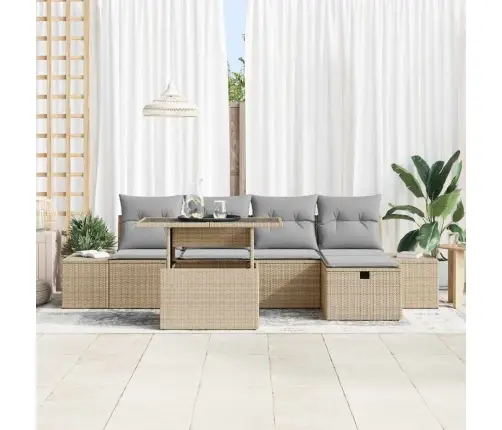 Dārza Dīvānu Komplekts 7 Pcs Bēša 294 X 117 X 69 Cm Vidaxl