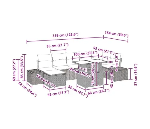 Sodo Sofų Rinkinys Su Pagalve 8 Pcs Juoda Poli Ratanas