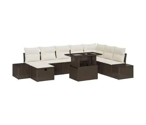 Sodo Sofų Rinkinys 11 Pcs Ruda Poli Ratanas