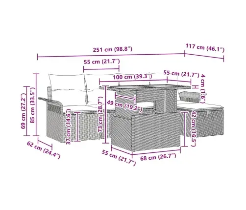 Aia Diivanikomplekt Padjaga 6 Pcs Must Polürooster