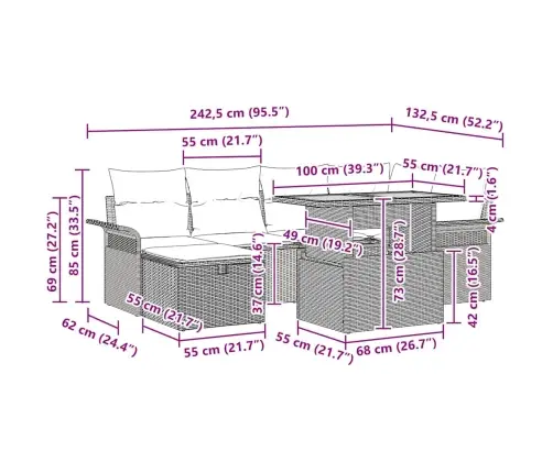 Aia Diivanikomplekt Padjaga 7 Pcs Beež Polürooster
