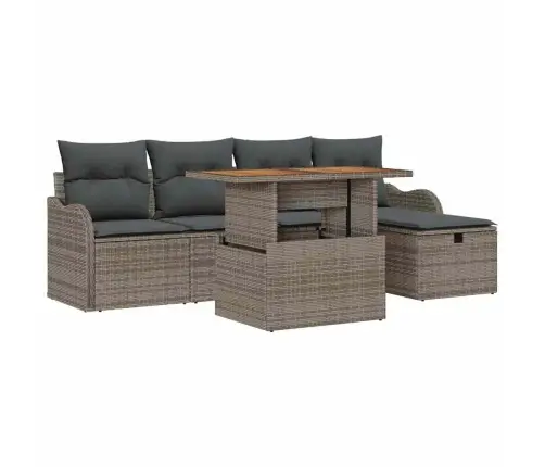 6 Gabalu Dārza Dīvānu Komplekts Ar Spilveniem Pelēkā Poli Rotangpalmas Vidaxl