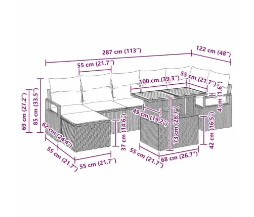 Aia Diivanikomplekt Padjaga 8 Pcs Beež Polürooster