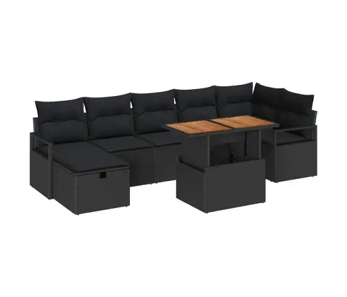 Dārza Dīvānu Komplekts Ar Spilvenu 8 Pcs Melna Poliratāns Vidaxl