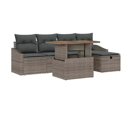 6 Daļu Dārza Dīvānu Komplekts Ar Spilveniem Pelēks Polirattan Vidaxl