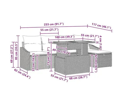 6 Gabalu Dārza Dīvānu Komplekts Ar Spilveniem Bēšā Poli Rotangpalmas Vidaxl