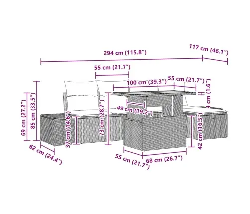Aia Diivanikomplekt Padjaga 6 Pcs Must Polürooster