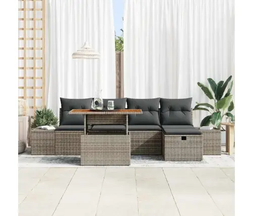 6 Gabalu Dārza Dīvānu Komplekts Ar Spilveniem Pelēkā Rotangpalmas Vidaxl