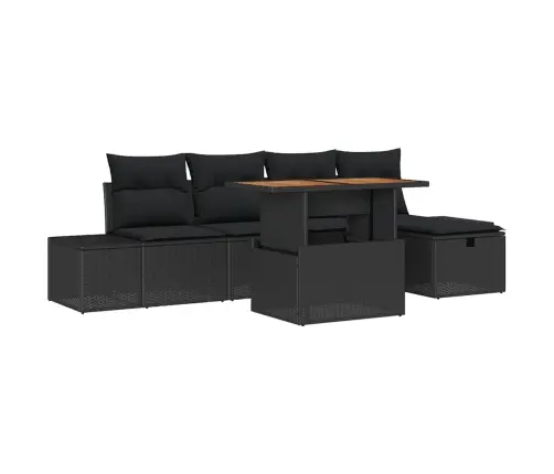 Dārza Dīvānu Komplekts Ar Spilvenu 6 Pcs Melna Poliratāns Vidaxl