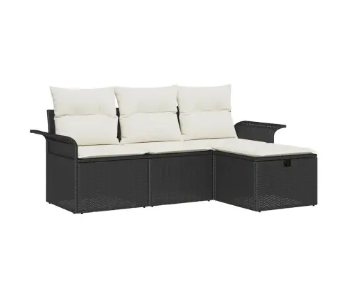 4 Daļu Dārza Dīvānu Komplekts Ar Spilveniem Melnā Poli Rotangpalma Vidaxl