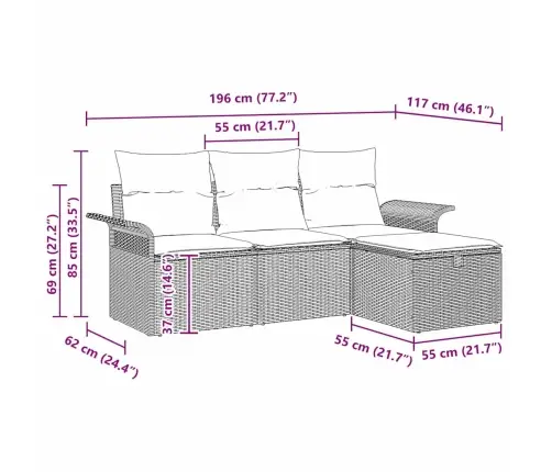 Aia Diivanikomplekt Padjaga 4 Pcs Beež Polürooster