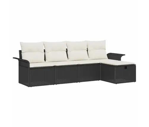 Sodo Sofų Rinkinys Su Pagalve 5 Pcs Juoda Poli Ratanas