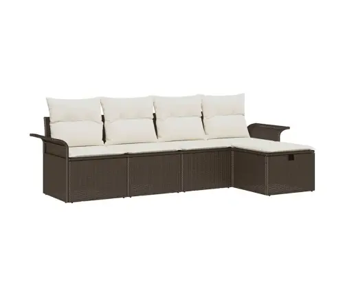 5 Daļīgs Dārza Dīvānu Komplekts Ar Spilveniem Brūns Poli Rotangpalma Vidaxl