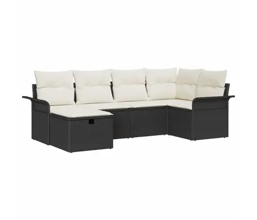 6 Daļu Dārza Dīvānu Komplekts Ar Spilveniem Melnā Poliratanā Vidaxl