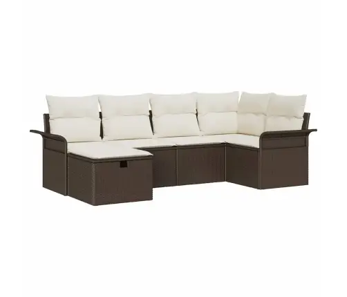 6 Gabalu Dārza Dīvānu Komplekts Ar Spilveniem Brūnā Polirotangā Vidaxl