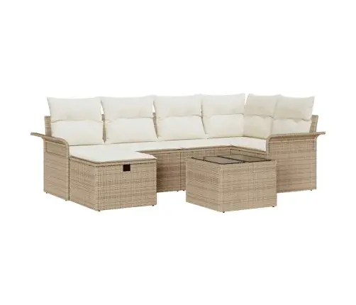 Sodo Sofų Rinkinys Su Pagalve Su Saugykla 7 Pcs Poli Ratanas