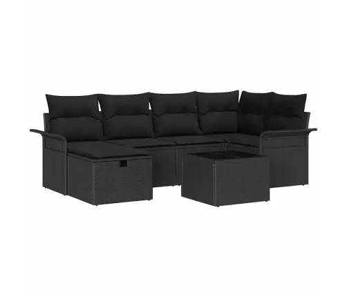 Sodo Sofų Rinkinys Su Pagalve Su Saugykla 7 Pcs Poli Ratanas