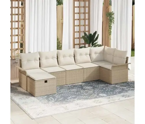 7 Daļu Dārza Dīvānu Komplekts Ar Spilveniem Bēšs Poli Rotangpalma Vidaxl 7 Daļu Dārza Dīvānu Komplekts Ar Spilveniem Bēšs Poli Rotangpalma Vidaxl