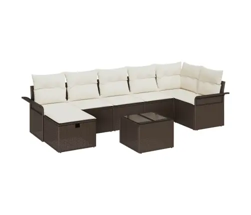 8 Daļu Dārza Dīvānu Komplekts Ar Spilveniem Brūnā Poli Rotangpalma Vidaxl