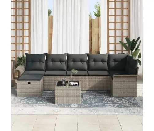 Dārza Dīvānu Komplekts 8 Pcs Pelēka Poliūtu Rotangpalma Vidaxl