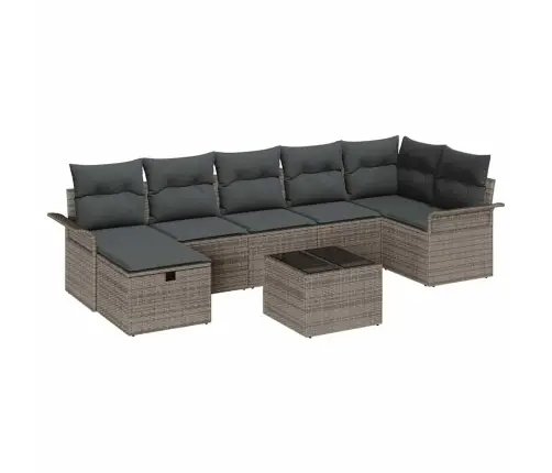 Dārza Dīvānu Komplekts 8 Pcs Pelēka Poliūtu Rotangpalma Vidaxl