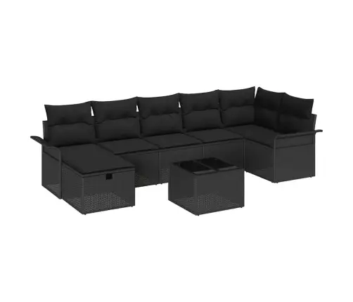 Dārza Dīvānu Komplekts 8 Pcs Melna Poliūtu Rotangpalma Vidaxl