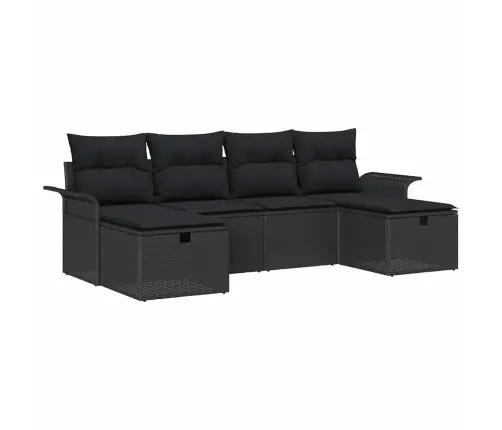 Dārza Dīvānu Komplekts 6 Pcs Melna Poliūtu Rotangpalma Vidaxl