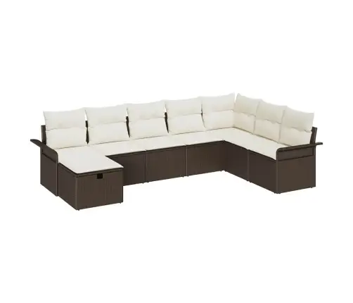 8 Gab. Dārza Dīvāna Komplekts Ar Spilveniem Brūns Poli Rotangpalma Vidaxl