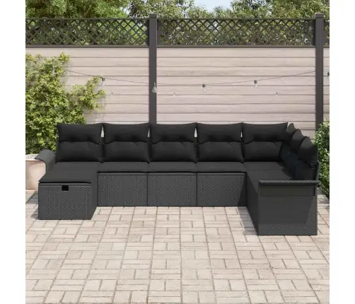 Dārza Dīvānu Komplekts 8 Pcs Melna Poliūtu Rotangpalma Vidaxl