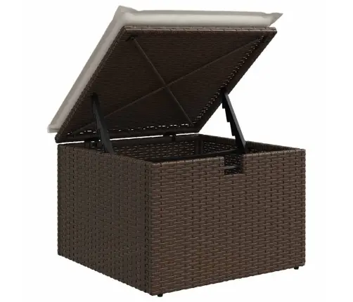 Sodo Sofų Rinkinys Su Pagalve 4 Pcs Ruda Poli Ratanas