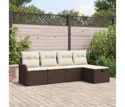 5 Daļu Dārza Dīvānu Komplekts Ar Spilveniem Brūnā Rotangā Vidaxl